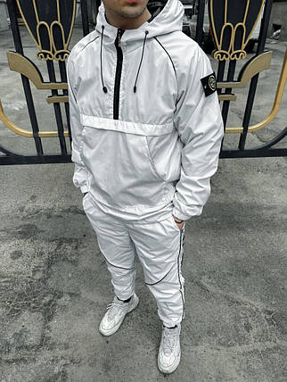 Однотонний білий спортивний чоловічий костюм Stone Island, фото 3