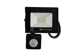 LED прожектор з датчиком руху 10Вт  1000 Лм  6500К   холодний білий  SMD2835