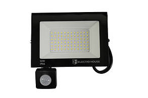 LED прожектор з датчиком руху  50Вт  5000 Лм  6500К   холодний білий  SMD2835