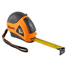 Рулетка рулонна, м'які вставки, автоматичний замок, кінець з нержавіючої сталі, MOUSE, 8м/25мм,