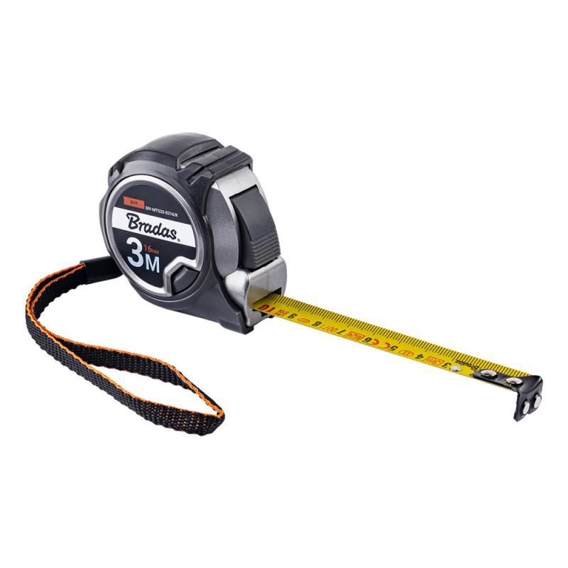 Рулетка рулонна, автоблокування, магнітний наконечник, CARBIDE, 3м/16мм, DIY-MTS33-0316/K, фото 1