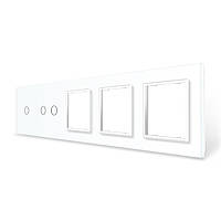 Рамка 5-постова для одного 1-сенсорного та одного 2-сенсорного вимикачів і трьох розеток (1-2-0-0-0) LIVOLO, загартоване скло,