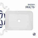 Комплект Qtap Virgo: Раковина накладна прамокутна 490х350х110 мм White + Донний клапан PU02, фото 5