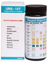 Смужки для аналізу сечі 10 (LEU, NIT, URO, PRO, pH, BLO, SG, KET, BIL, GLU) Assure Tech URS-10T, 1 уп.
