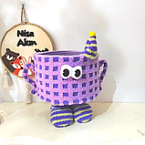 Кошик для іграшок плюшевий органайзер у дитячу кімнату м'який для речей та іграшок дитячий, фіолетовий, фото 4