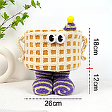 Кошик для іграшок плюшевий органайзер у дитячу кімнату м'який для речей та іграшок дитячий жовтий у клітинку, фото 6