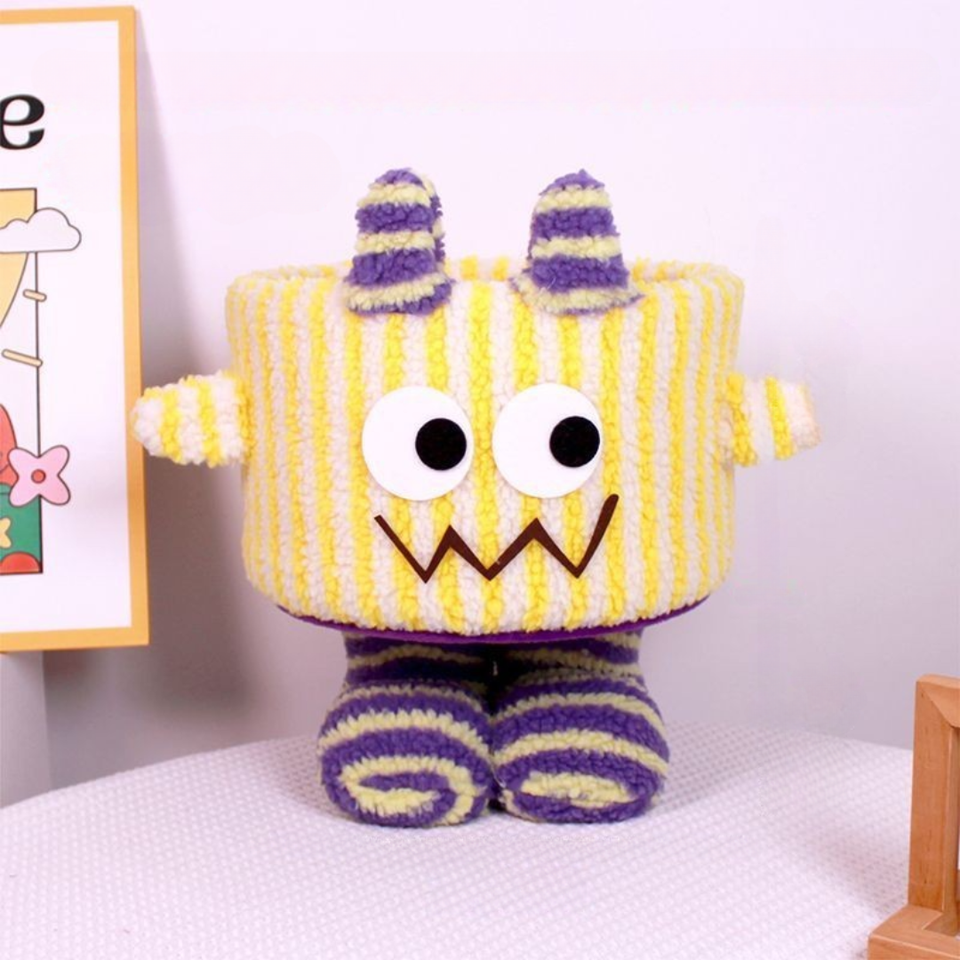 Кошик для іграшок плюшевий органайзер в дитячу кімнату м'який для речей та іграшок дитячий. У смужку, фото 1