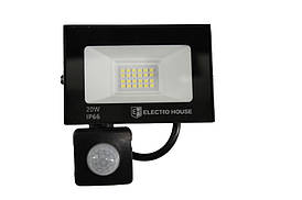 LED прожектор із датчиком руху 20 Вт, 2000 Лм, 6500К, холодний білий, SMD2835