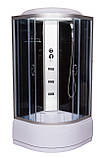 Гідромасажний бокс 95 Glory 90х90х220 душовий бокс чорний Vivia глибокий напівкруглий піддон розсувні двері, фото 2