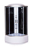 Гідромасажний бокс 95 Glory 90х90х220 душовий бокс чорний Vivia глибокий напівкруглий піддон розсувні двері, фото 6