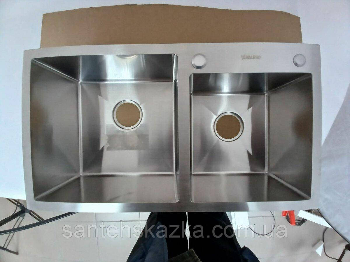 78*43 Мийка на дві чаші нержавійка Valeso Handmade (3.0/0.8), фото 1