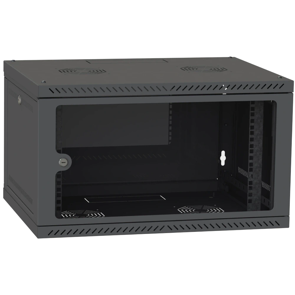 IPCOM CH-6U 600x350 скло RAL9005 Шафа серверний