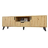 Тумба під телевізор з чорними ніжками М-ЗОН Борн 1600 Дуб Артизан (MZN-031083), фото 2