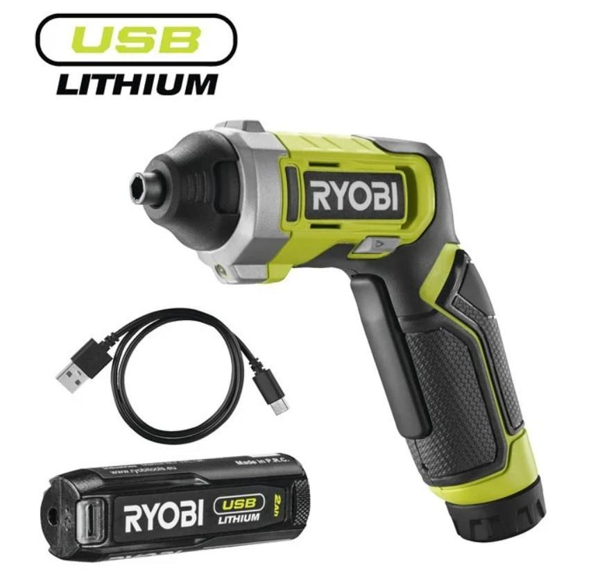 Викрутка акумуляторна RYOBI USB Lithium RSD4-120T 4В 1х2А·год 5Нм 200об·хв 10 біт 0.31кг кейс