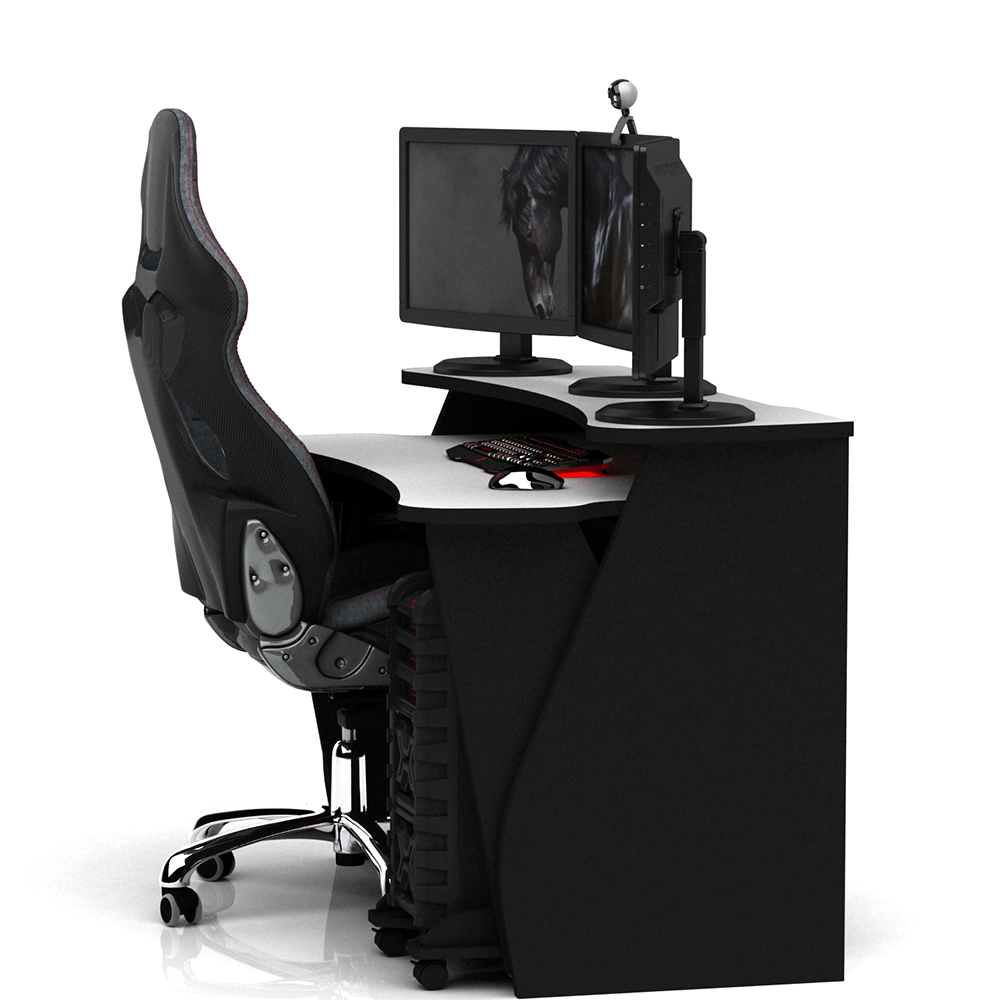 Геймерський компьютерний стіл зі стільницею,  стіл-трансформер ХGamer MUSTANG  Білий та Чорний, фото 1