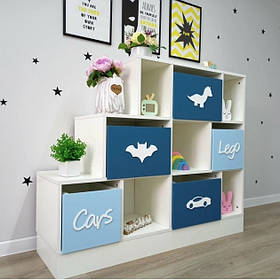 Стелаж для іграшок 5 ящиків 10 осередків Колір синій та блакитний