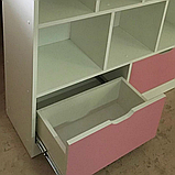 Стелаж для іграшок Замок, 2 ящиків, 8 ЯЧЕЕК. Колір білий із Рожевим, фото 3