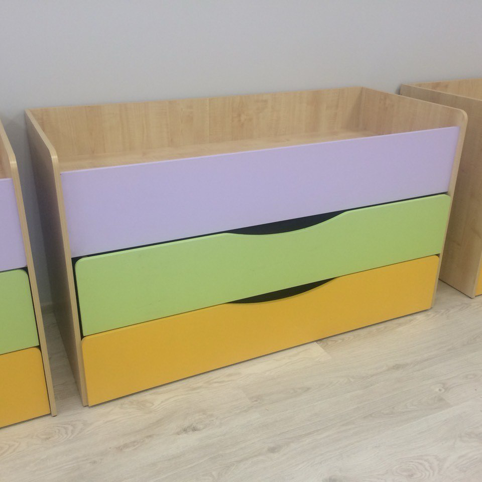 Ліжко 3-х ярусне для дошкільних навчальних закладів DS-22 "Клен-Лаванда-Жовтий-Зелений"", фото 1