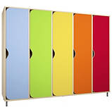 🟡 Шафа для роздягальні 5-секційна на металевих регульованих ніжках, різнокольорова DS-030, фото 2