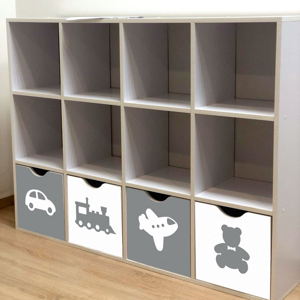 Стелаж для дитячих іграшок і книг на 12 клітинок (Біло-Сірий Варіант 3), фото 1