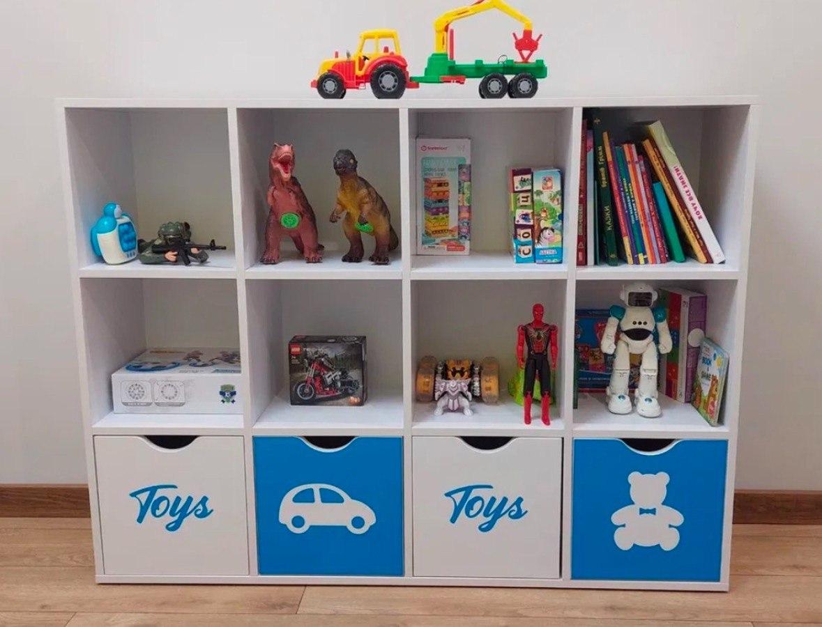 Стеллажи для детских игрушек і книг на 12 клітинок (Біло-Блакитний), фото 1