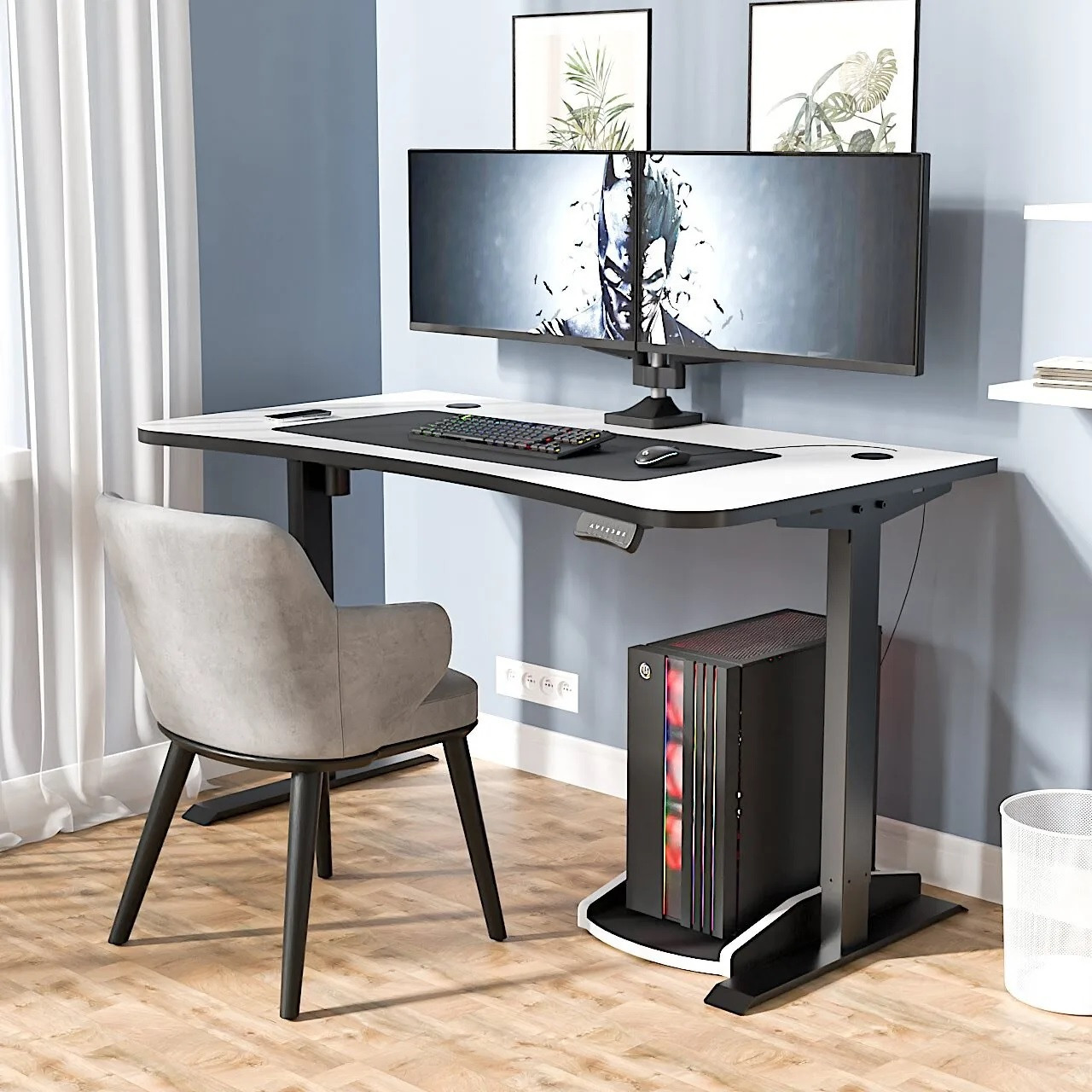 Геймерський стіл ARENA TOWER (колір БIЛА АЛЯСКА 0440 з чорною кромкою), фото 1