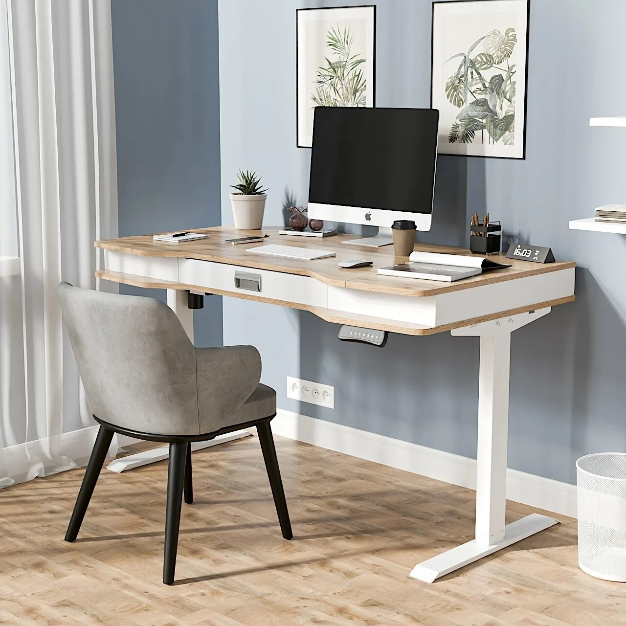 Геймерський стіл  STELS  TOWER(колір ДУБ ТАХО 0474/ БIЛА АЛЯСКА 0440 ), фото 1