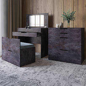 Комод-трюмо із дзеркалом, нішею під сидінням та шухлядою LION Азія Бетон темний (LION-041665)