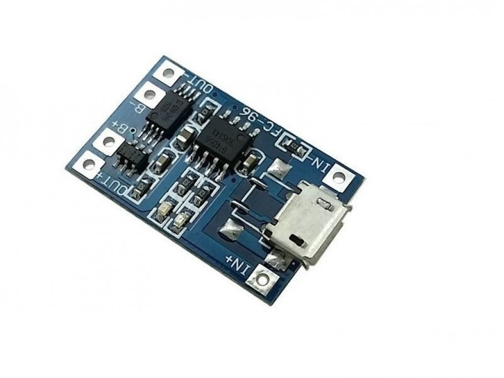 Контролер заряду-розряду TP4056 5V 1A, Micro USB, для Li-ion/Li-Po акумуляторів 18650