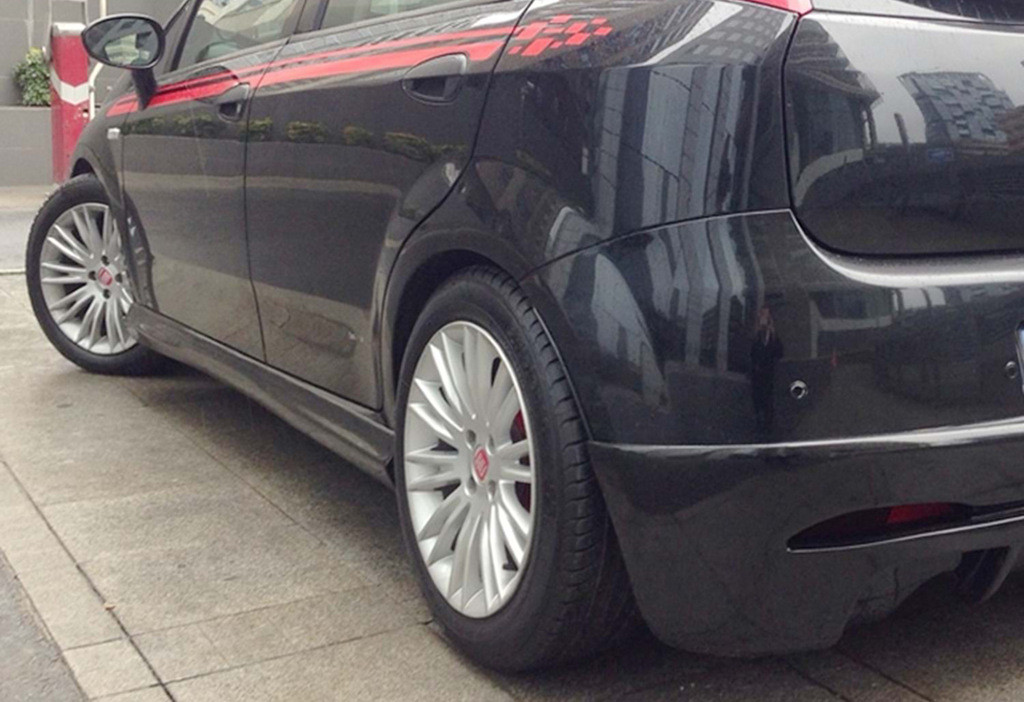 Бокові пороги DPT (2012-2018, чорний глянець) для Fiat Punto Grande/EVO рр від VLF комп., фото 1