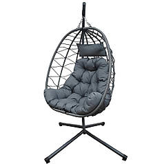 Підвісне крісло-гойдалка кокон Bonro B-015 чорно-сіре