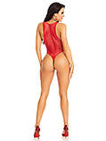 Боді-сітка Leg Avenue Net snap crotch tank bodysuit Red, One Size, фото 6