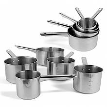 Набір ковшів з нержавіючої сталі 5 штук з мірною шкалою і носиком (0,5 л, 0,8 л, 1 л, 1,45 л, 1,8 л)