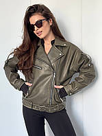 Жіноча куртка косуха екошкіра 42-46 48-52 хакі