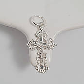 Хрестик срібний з розп'яттям і написом Спаси і Збережи ажурний ажурний