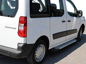 Бокові пороги Allmond Grey (2 шт., алюм.) для Peugeot Partner Tepee 2008-2018 рр