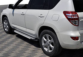 Бокові пороги Allmond Grey (2 шт., алюм) для Toyota Rav 4 2006-2013 рр