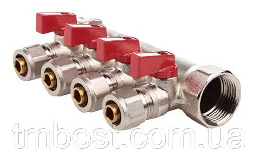 Колектор 3/4" х 16 х 3 контури Gross з кульовими кранами і евроконусами