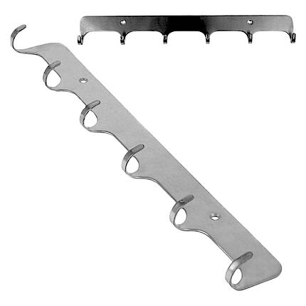 Кухонна вішалка-планка на 6 гачків, 29,5 x 4 см з нержавіючої сталі, фото 1