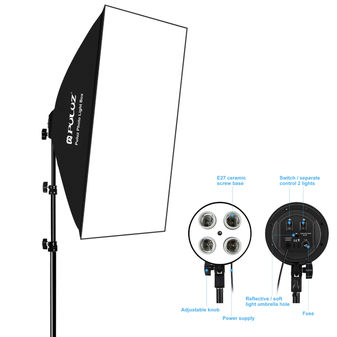 Студійний софтбокс 4 x E27 Puluz 50x70 см (Без стійки), фото 1