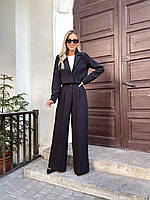Брючний костюм жіночий укорочений піджак і штани палаццо 42-44 46-48