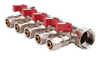 Колектор 3/4" х 16 х 5 контурів Gross з кульовими кранами і евроконусами