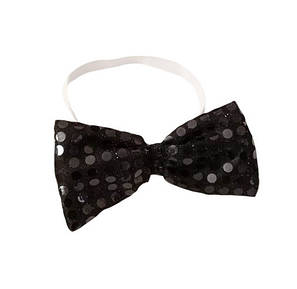 Метелик краватка чорна з паєтками. Блискучий чорний метелик, фото 1