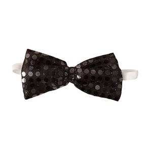 Метелик краватка чорна з паєтками. Блискучий чорний метелик, фото 2