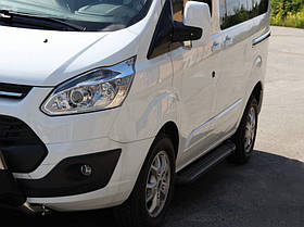 Бокові пороги Allmond Black (2 шт., алюміній) Коротка база для Ford Custom 2013-2022 рр