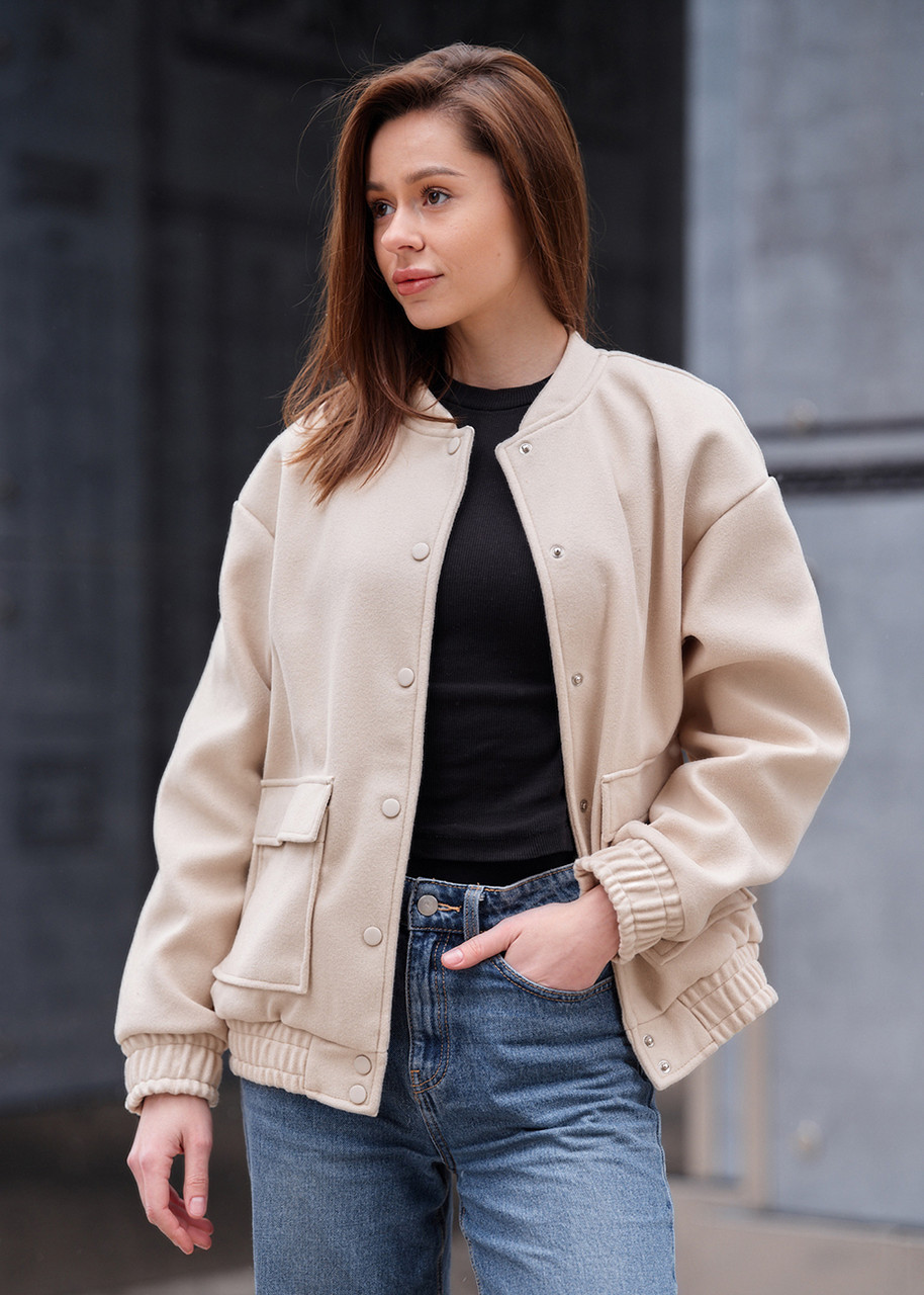 Жіночий Бомбер Стаф Молочна Куртка Демісезонна Однотонна Staff Bo Milk Shopingo - фото 1 - id-p2544969659