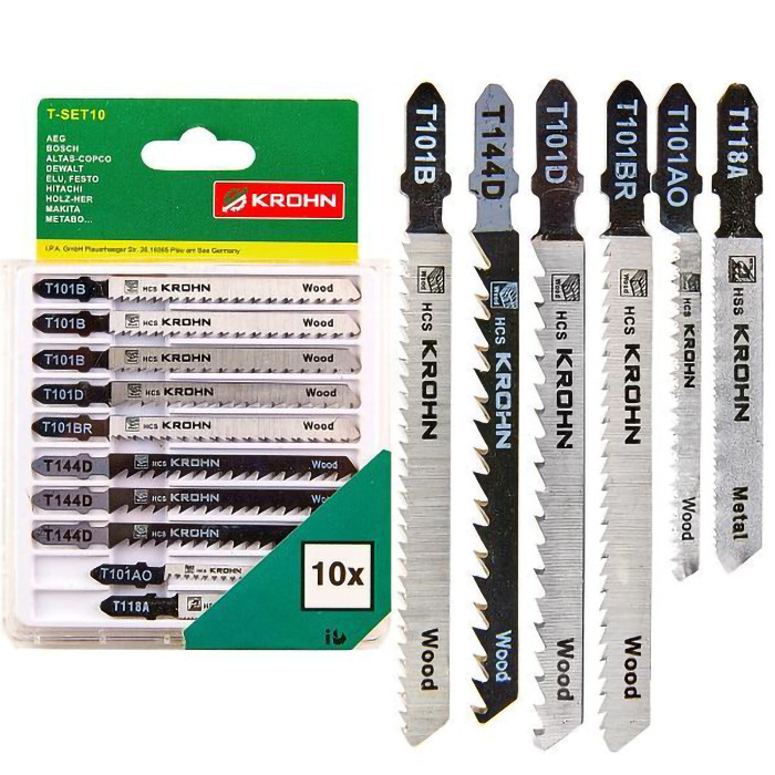 Набір пилок для лобзика KROHN T-SET10 (10шт)