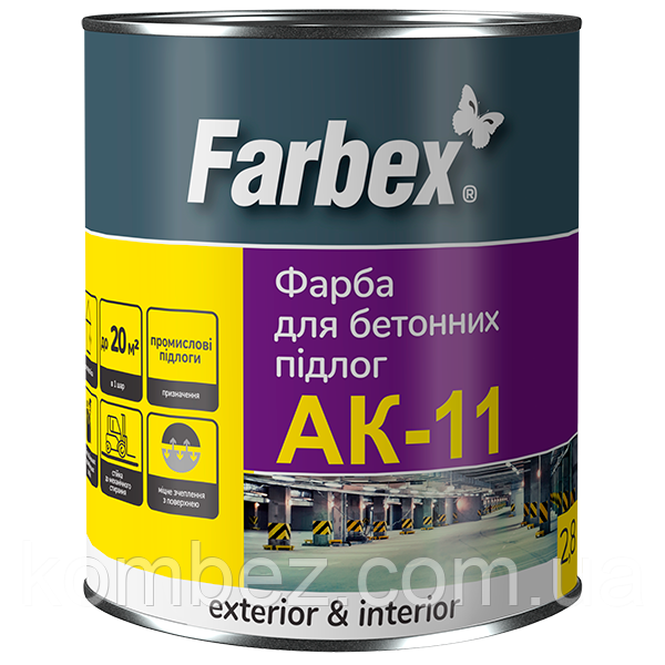 Фарба для бетонних підлог АК-11, сіра "Farbex"- 2,8кг
