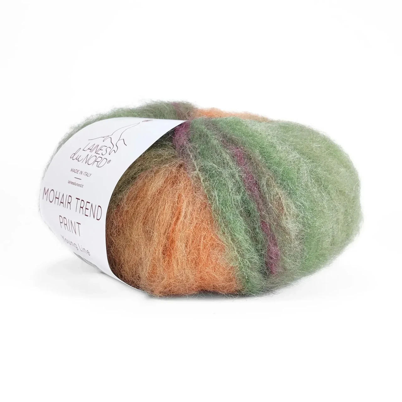 Пряжа Mohair Trend Print/Мохер Тренд Прінт, гранат-олива-зелений-помаранчевий 1, Laines du Nord