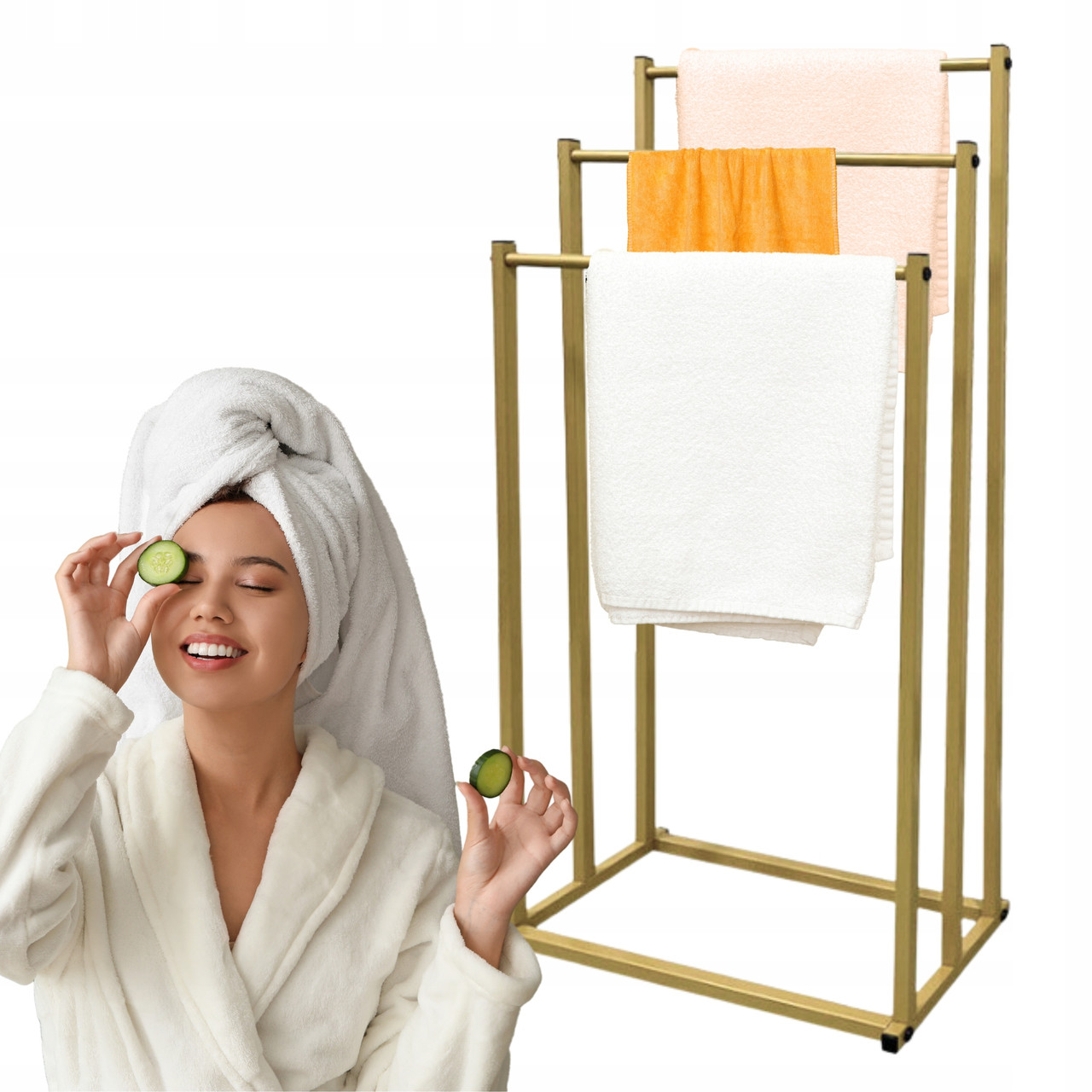 Стійка для рушників підлогова, тримач для рушників D-SR2 золота